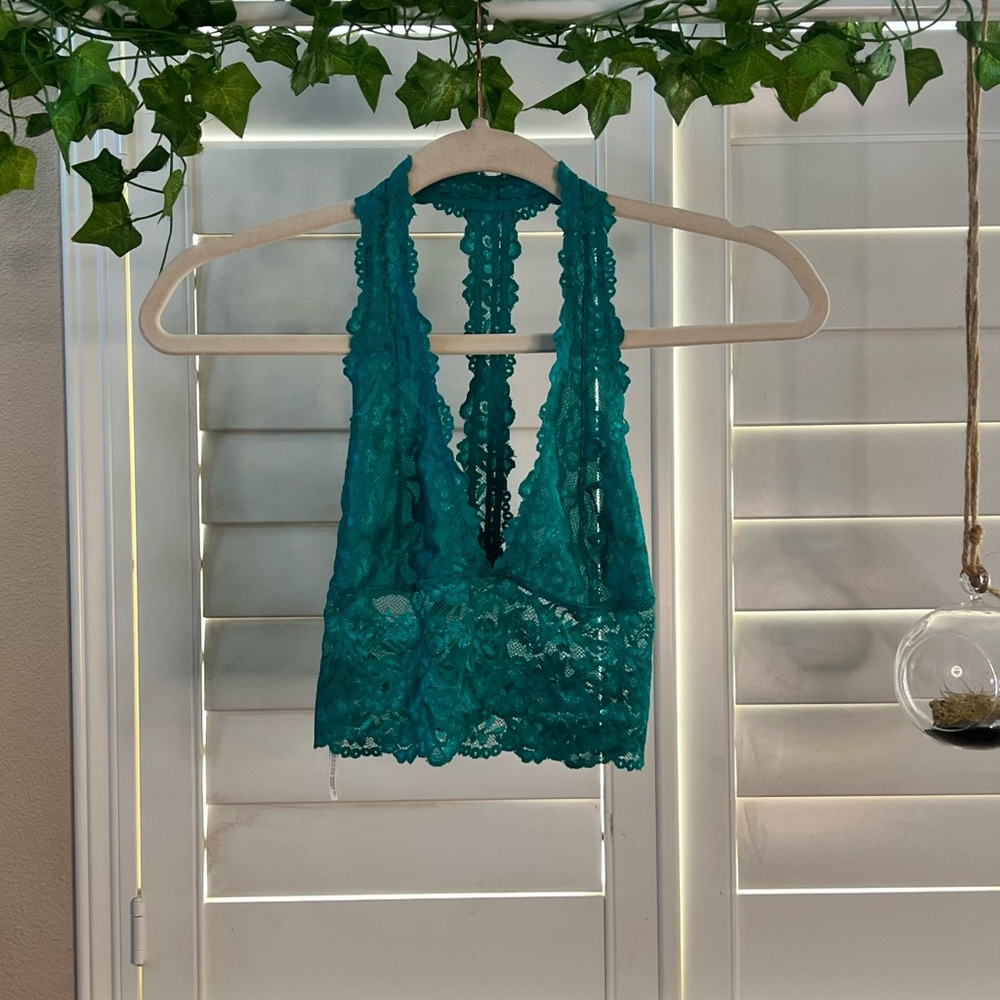 NWOT Free People Intimates Racerback Teal Lace Bralette XS
